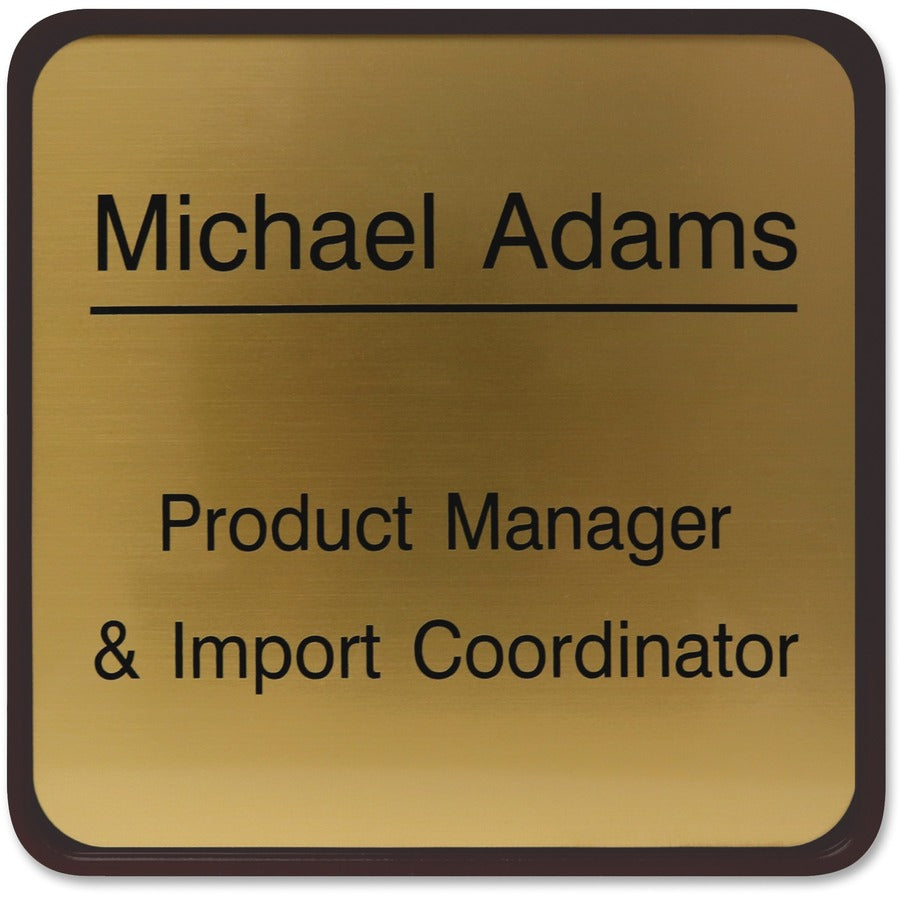 Xstamper Designer Framed Wall/Door Sign - 6" Holding Width x 6" Holding Height - Square Shape - Wall, Door - Rounded Corner - Plastic - Brown - 1 Each