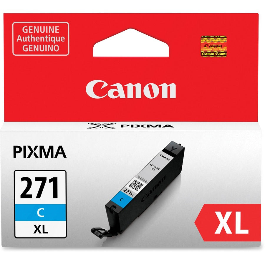 Canon CLI-271 Original High Yield Inkjet Ink Cartridge - Cyan - 1 Each - Inkjet - High Yield - Cyan - 1 Each
