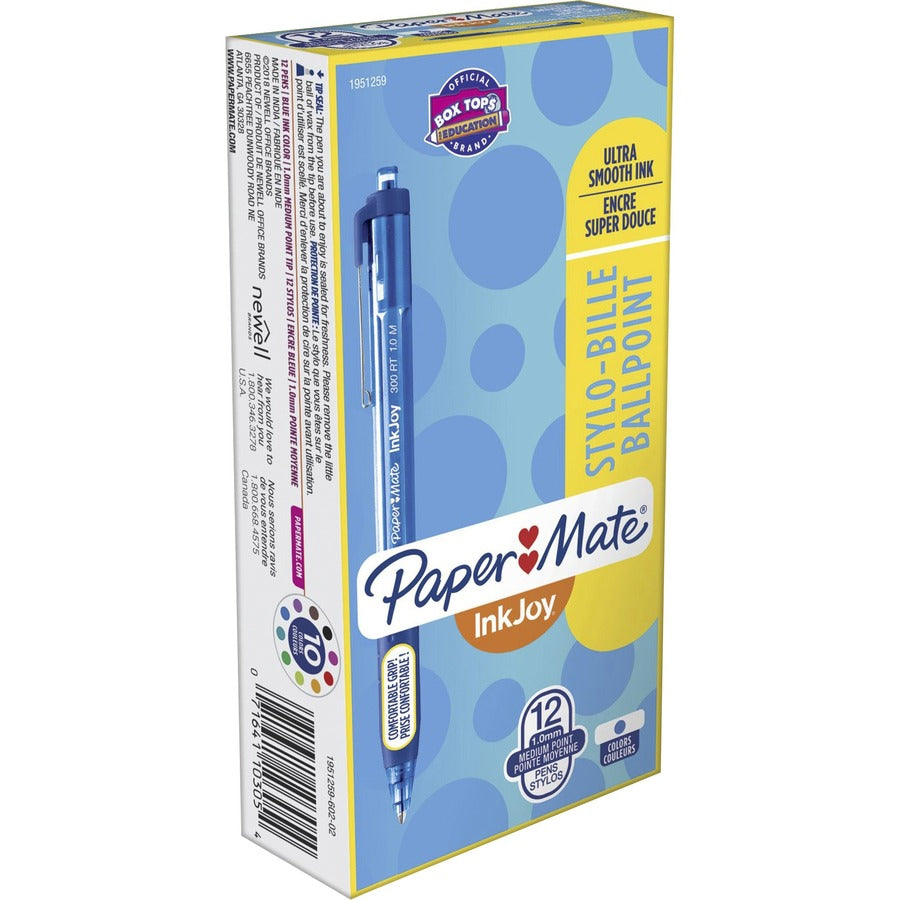 Paper Mate Inkjoy 300 RT Ballpoint Pens - Retractable - Blue Ink - Blue Barrel - 12 / Dozen