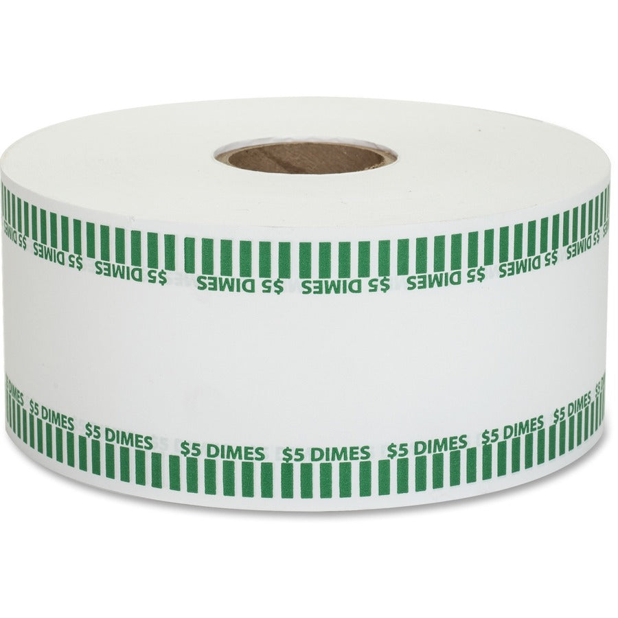 PAP-R Color-coded Coin Machine Wrappers - 1000 ft Length - 1900 Wrap(s) - Total $5.0 in 50 Coins of 10� Denomination - 15 lb Basis Weight - Kraft - Green, White - 1 Roll