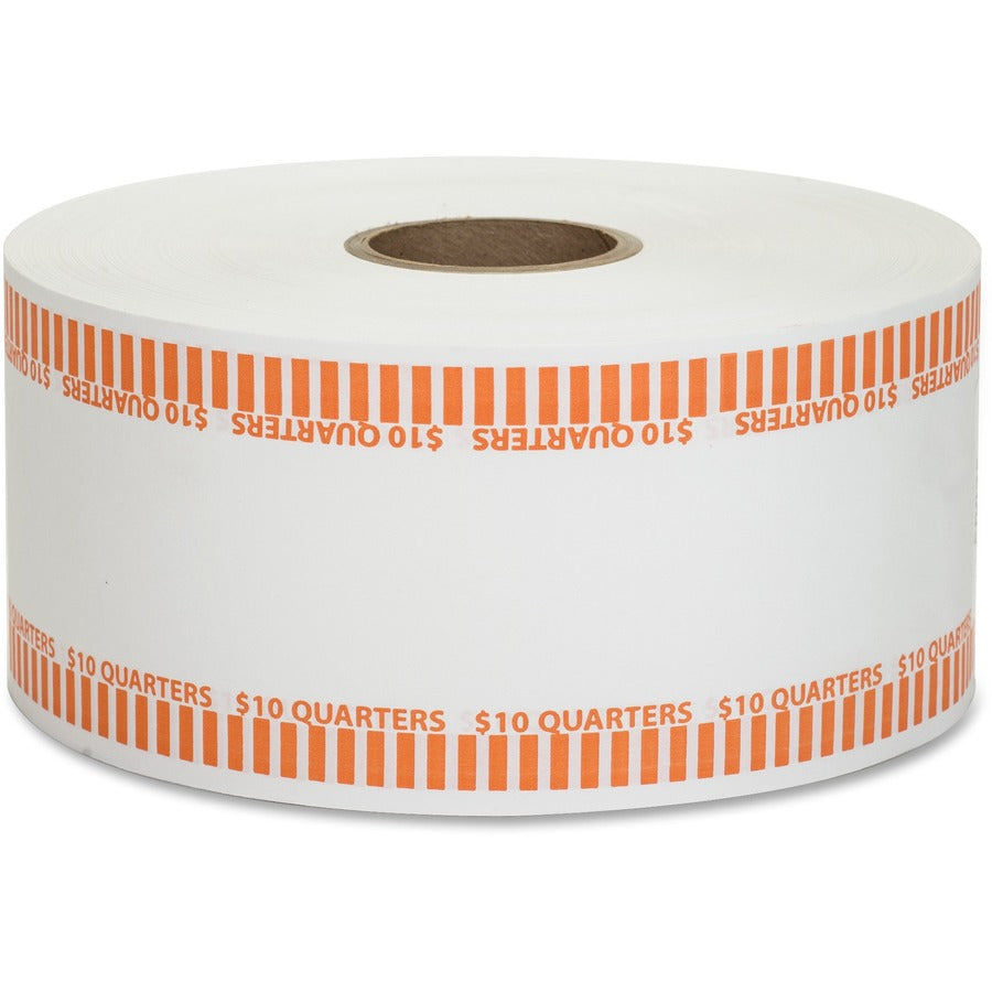 PAP-R Color-coded Coin Machine Wrappers - 1000 ft Length - 1900 Wrap(s) - Total $10 in 40 Coins of 25� Denomination - 15 lb Basis Weight - Kraft - Orange, White - 1900 / Roll