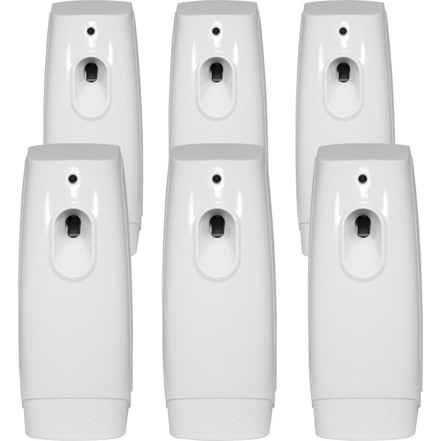 TimeMist Classic Metered Aerosol Dispenser - 0.25 Hour Medium - 30 Day Refill Life - 6000 ft� Coverage - 2 x AA Battery - 6 / Carton - White