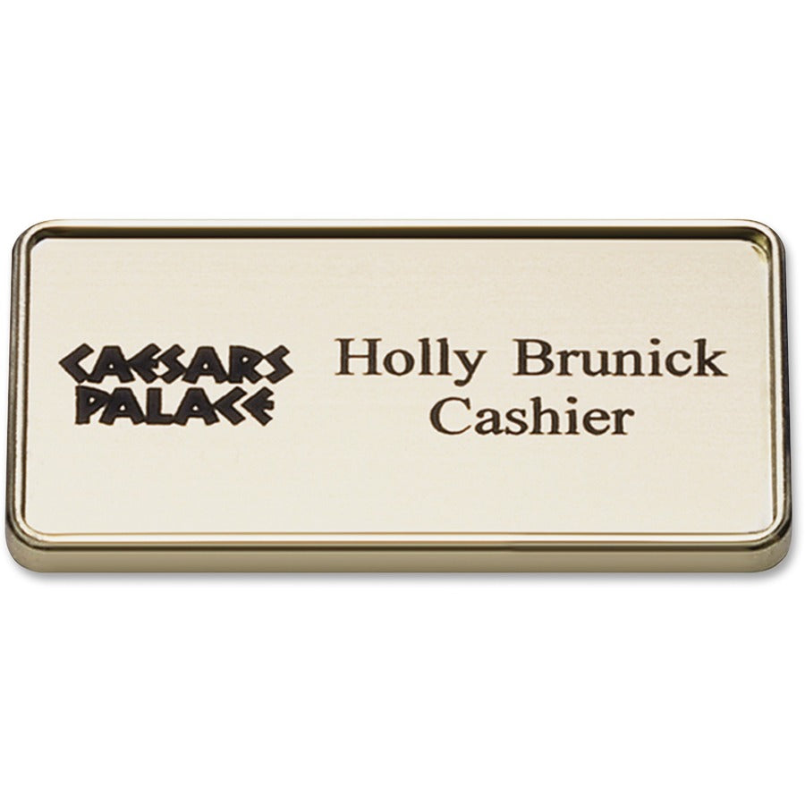 Xstamper Framed Name Badge With Logo - Logo Design - 1.5" Width x 3" Height - Rectangular Shape - Durable - Plastic - 1 Each