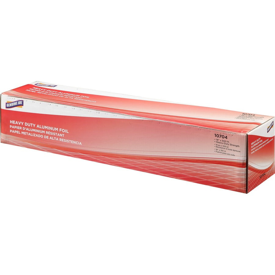 Genuine Joe Heavy-duty Aluminum Foil - 18" Width x 500 ft Length - Heavy Duty, Sturdy, Dispenser, Pliable - Aluminum - Silver - 1 Each