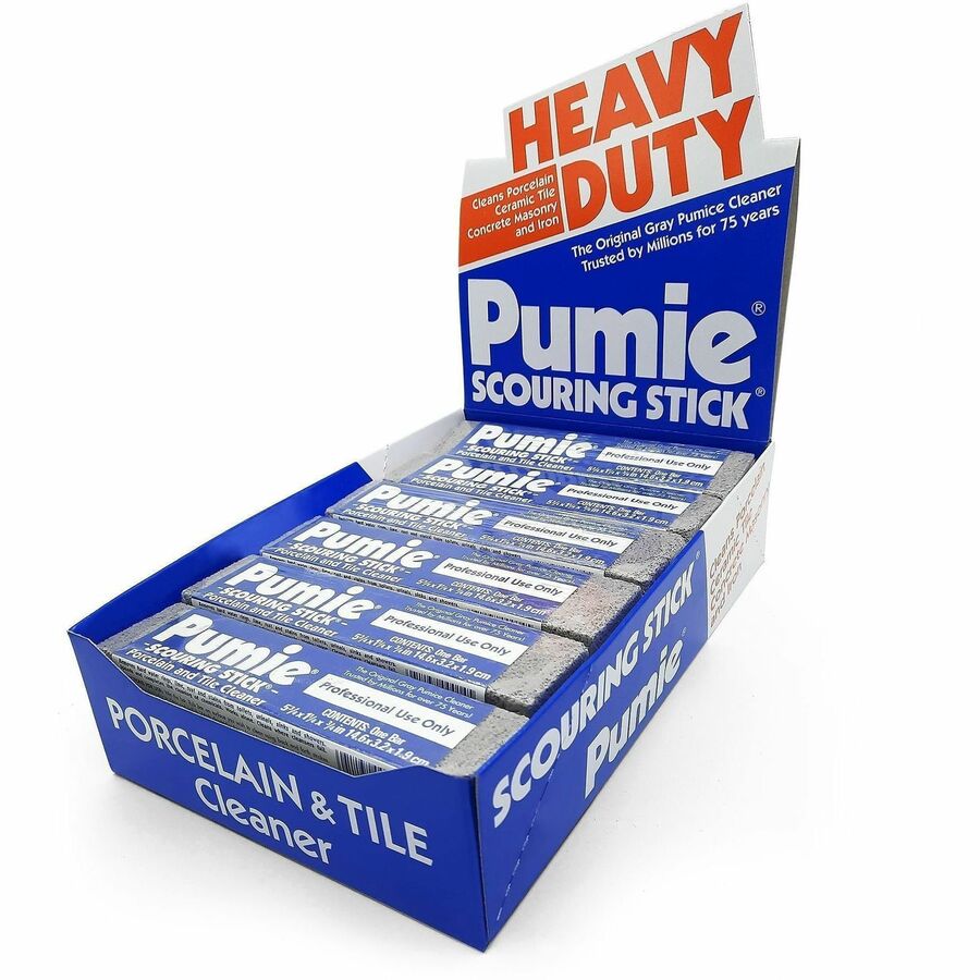 U.S. Pumice US Pumice Co. Heavy Duty Pumie Scouring Stick - Abrasive, Heavy Duty - Gray - 12/Pack - 6 / Carton