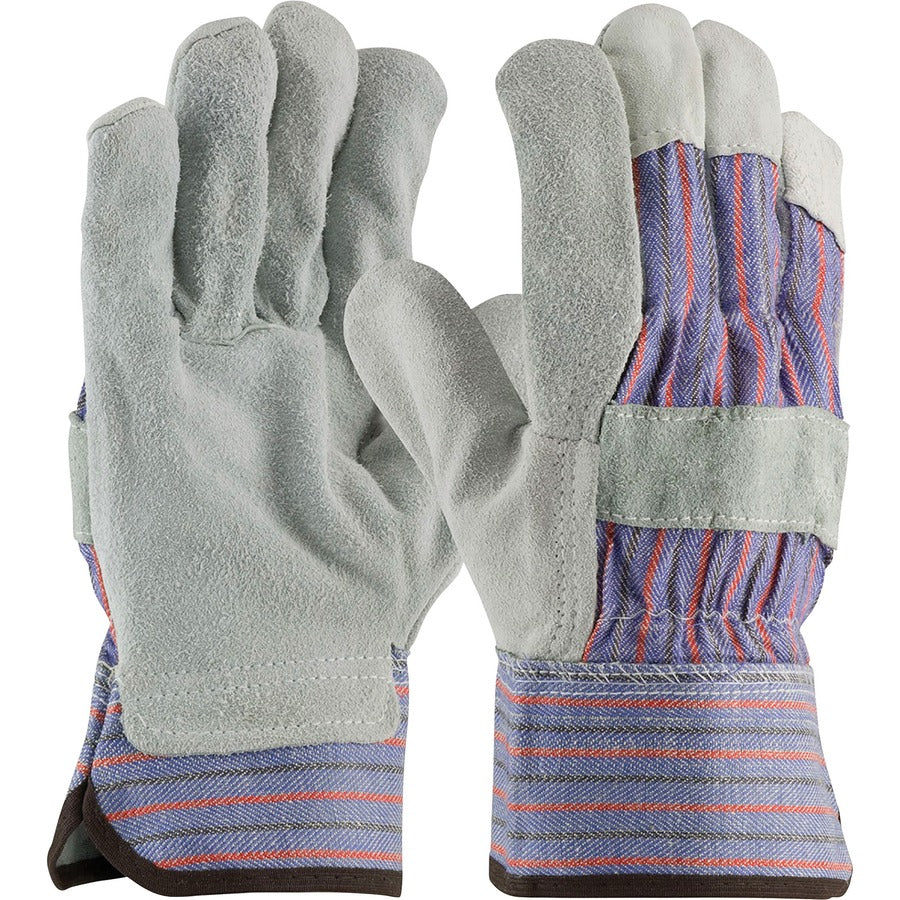 PIP ProtectiveLeather Palm Work Gloves - 10.24" Glove Length - Large Size - Gunn-cut - White - Comfortable, Durable, Wear Resistant, Breathable, Flexible, Water Resistant - For Construction, Metal Handling, Maintenance, Warehouse, Material Handling - 1...