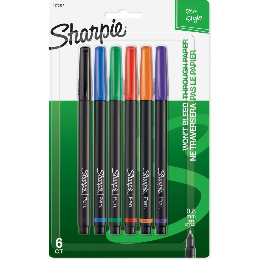 Sharpie Fine Point Pens - Assorted Ink - 6 / Pack