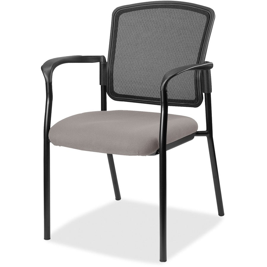 Lorell Mesh Back Stackable Guest Chair - Castillo Metal Seat Color - Vinyl Seat Material - Black Back Color - Mesh Back Material - Black Frame Color - Powder Coated Steel Frame Material - Four-legged Base - Metal - Armrest - 1 Each