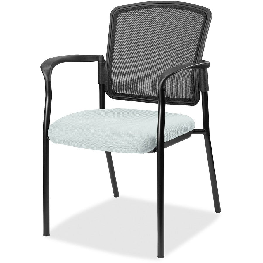 Lorell Mesh Back Stackable Guest Chair - Castillo Breezy Seat Color - Vinyl Seat Material - Black Back Color - Mesh Back Material - Black Frame Color - Powder Coated Steel Frame Material - Mid Back - Four-legged Base - Breezy - Fabric - Armrest - 1 Each