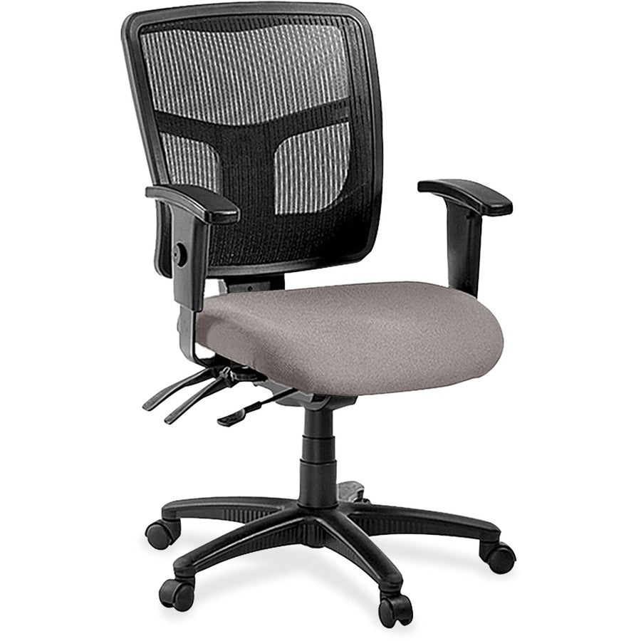 Lorell ErgoMesh Series Managerial Mesh Mid-Back Chair - Castillo Metal Seat Color - Vinyl Seat Material - Black Back Color - Mesh Back Material - Mid Back - 5-star Base - 1 Each