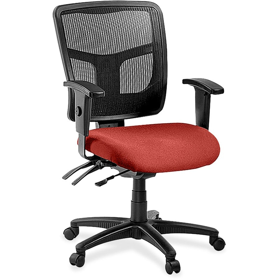 Lorell ErgoMesh Series Managerial Mesh Mid-Back Chair - Canyon Red Rock Seat Color - Vinyl Seat Material - Black Back Color - Mesh Back Material - Mid Back - 5-star Base - 1 Each