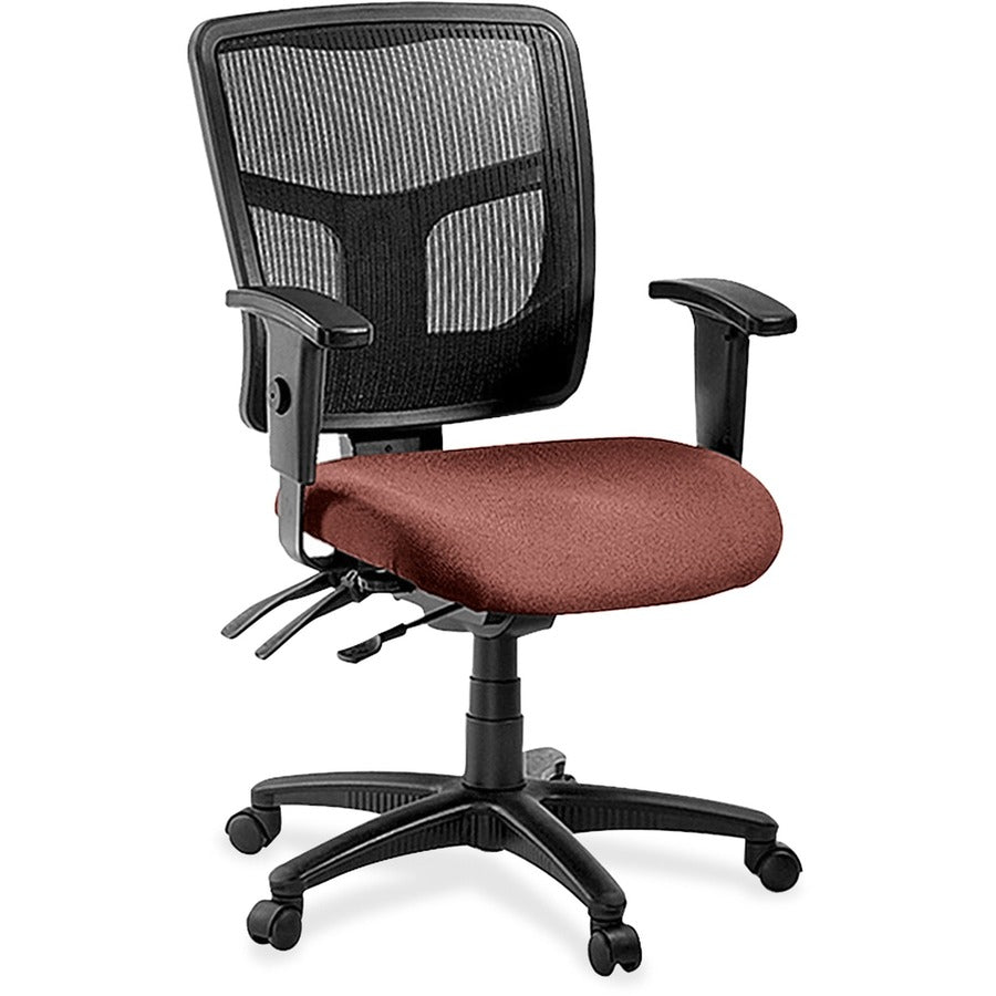 Lorell ErgoMesh Series Managerial Mesh Mid-Back Chair - Dillon Cordovan Seat Color - Vinyl Seat Material - Black Back Color - Mesh Back Material - Mid Back - 5-star Base - 1 Each
