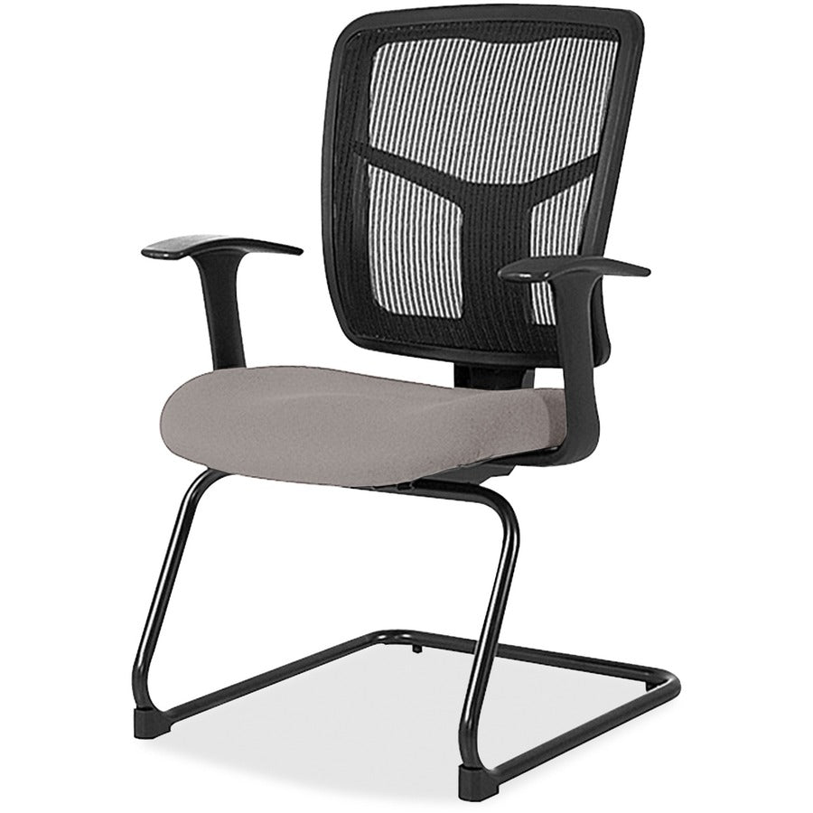 Lorell ErgoMesh Series Mesh Back Guest Chair with Arms - Castillo Metal Seat Color - Vinyl Seat Material - Black Back Color - Mesh Back Material - Cantilever Base - Metal - Armrest - 1 Each