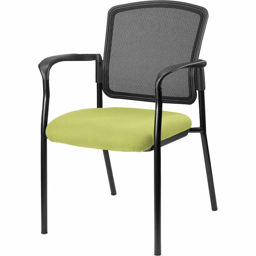 Lorell Stackable Mesh Back Guest Chair - Dillon Apple Green Seat Color - Vinyl Seat Material - Black Back Color - Mesh Back Material - Black Frame Color - Powder Coated Steel Frame Material - Four-legged Base - Green, Apple Green - Armrest - 1 Each
