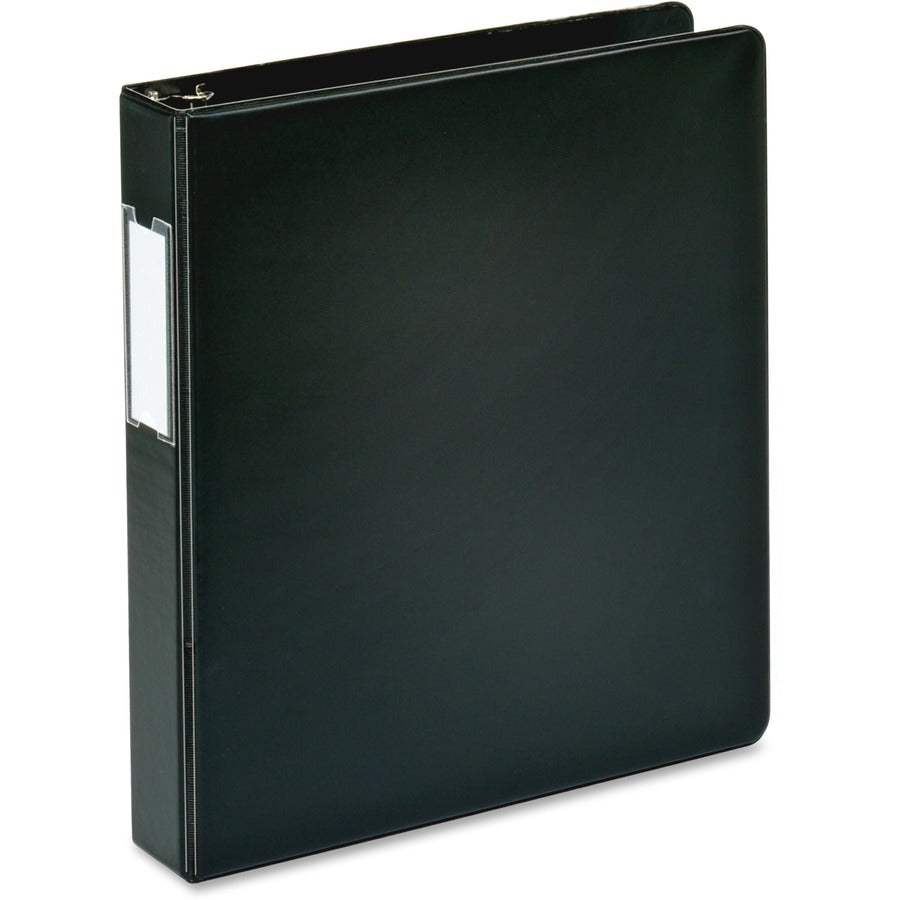 Business Source 1.5" D-Ring Binder - 1 1/2" Binder Capacity - 375 Sheet Capacity - Fastener: Slant D-Ring - Pocket: Internal - Black - Lay Flat, Label Holder - 1 Each