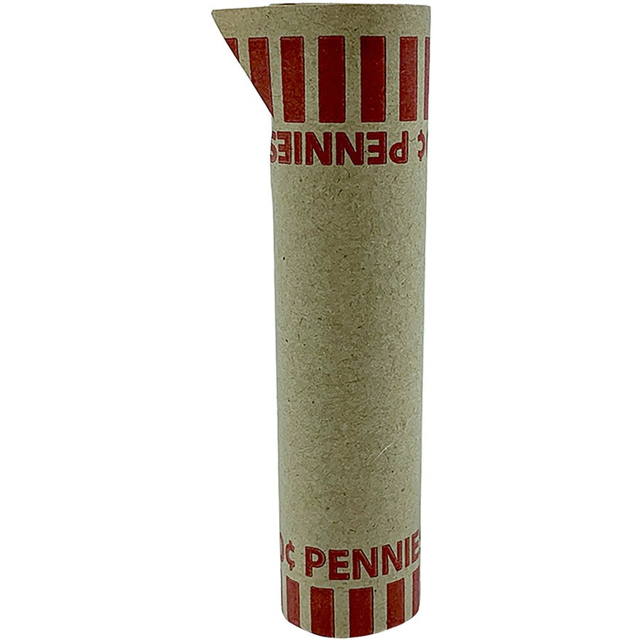 PAP-R Tubular Coin Wrap - 1� Denomination - Durable, Burst Resistant, Crimped, Pre-formed - 57 lb Basis Weight - Paper - Red - 1000 / Box