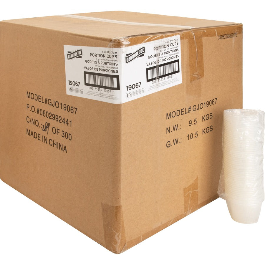 Genuine Joe 4 oz Portion Cups - 4 fl oz - Clear - Polystyrene - Beverage, Sauce - 50/Bag - 50 / Carton