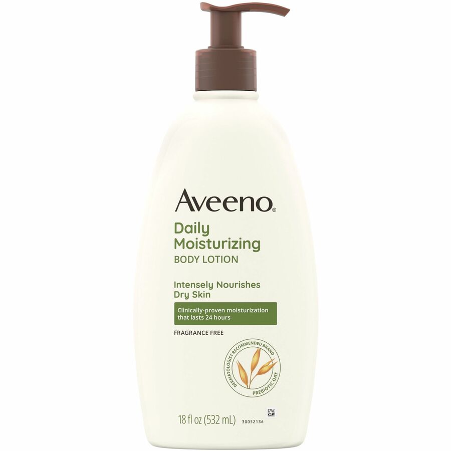 Aveeno®, Daily Moisturizing Body Lotion - Lotion - 18 fl oz - For Dry Skin - Applicable on Body - Moisturising, Fragrance-free, Non-greasy, Non-comedogenic, Soothing Oat, Rich Emollients, Nourishes Dry Skin, Gentle - 1 Each