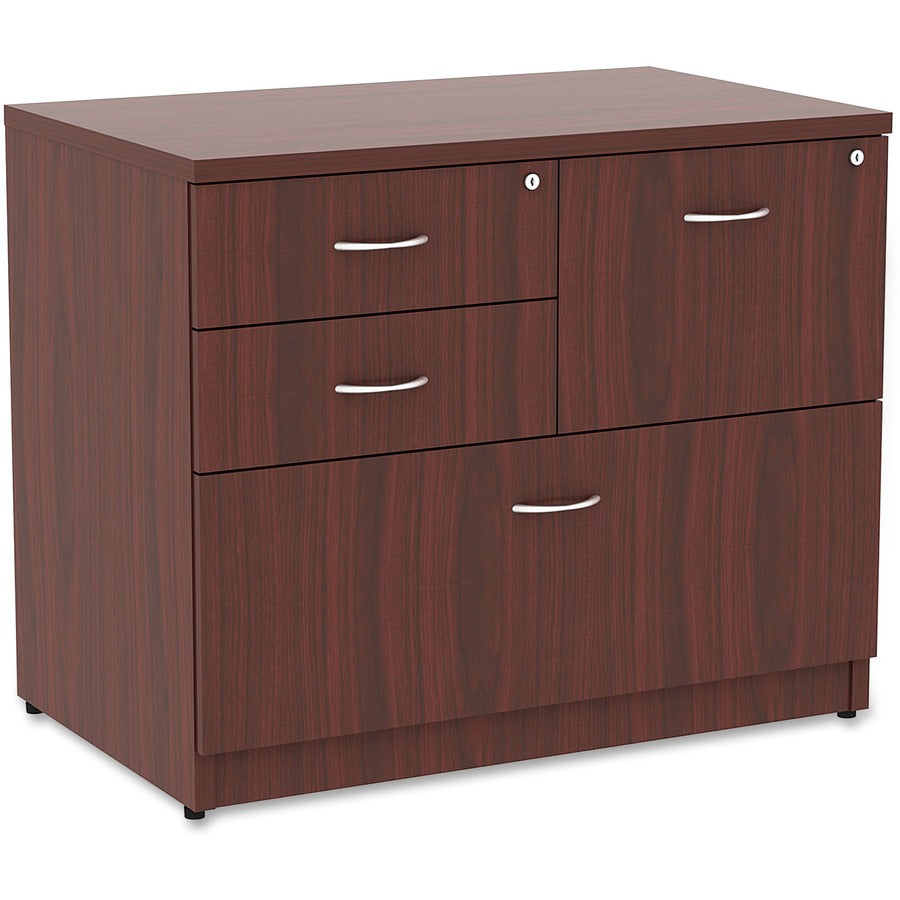 Lorell Essentials Series Box/Box/File Lateral File - 1" Thickness Side Panel, 29.5" Height x 35.5" Width x 22" Depth Lateral File - Total Drawer(s): 4 - Mahogany Laminate Table Top - Versatile, Ball Bearing Glide, Drawer Extension, Security Lock, Durab...