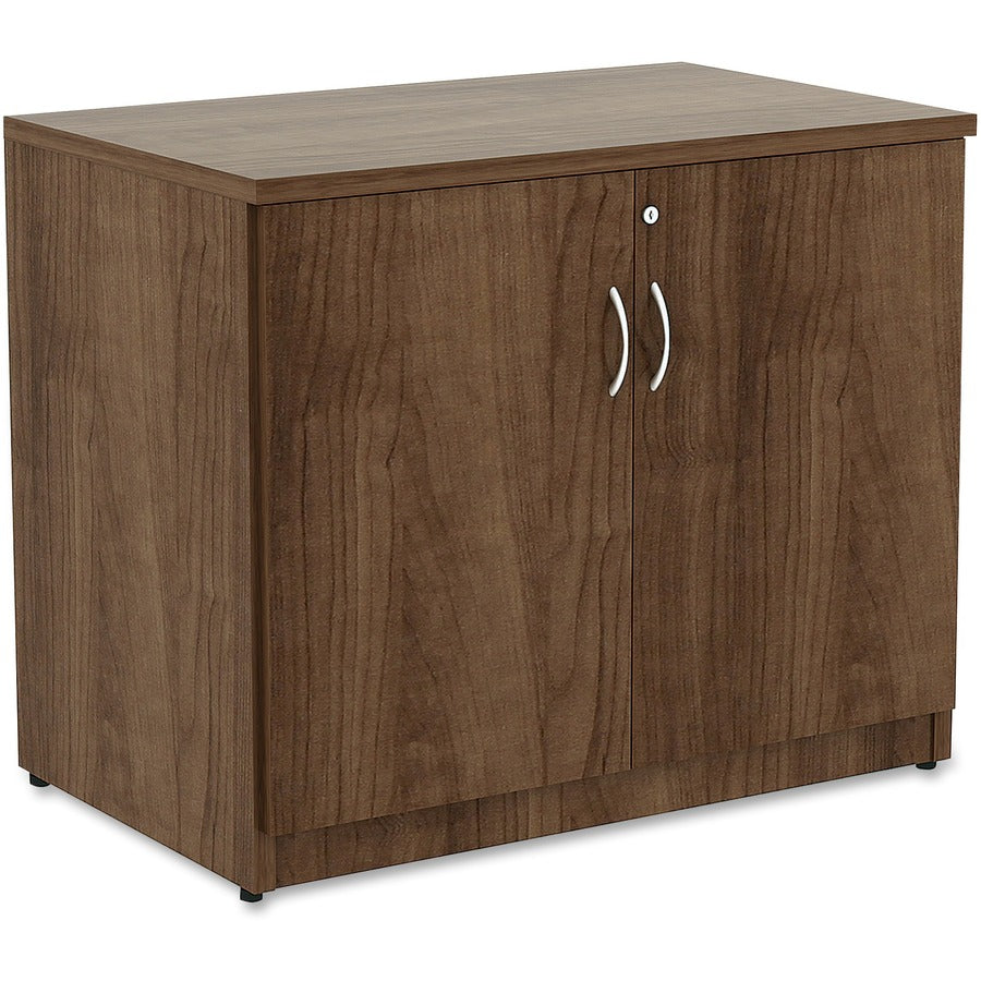 Lorell Essentials Series 2-Door Storage Cabinet - 36" Width x 22.5" Depth x 29.5" Height - Glide, Lockable - Walnut - Laminate - Metal - Assembly Required