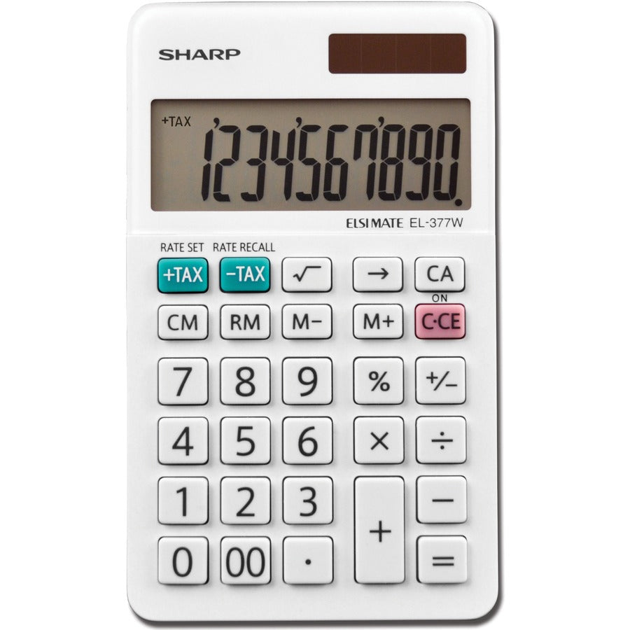 Sharp Calculators EL-377WB 10-Digit Professional Handheld Calculator - Sign Change, Auto Power Off - 10 Digits - LCD - 0.3" Height x 2.8" Width x 4.8" Depth - White - Handheld - 1 Each