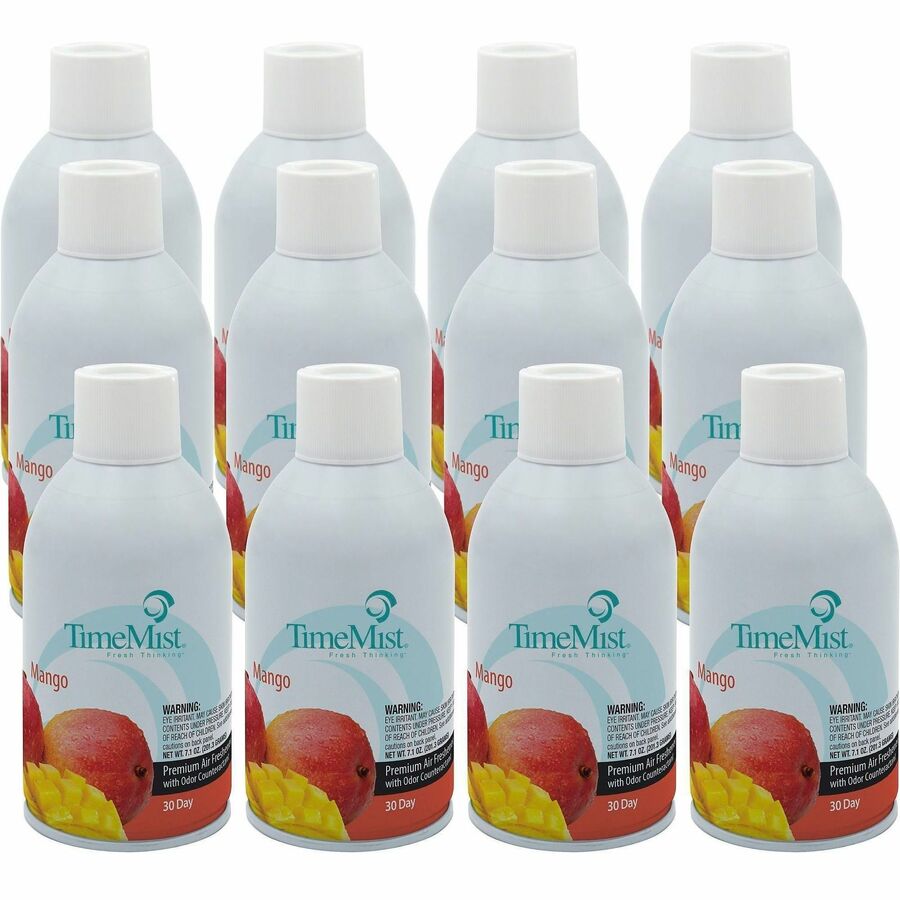 TimeMist Metered 30-Day Mango Scent Refill - Spray - 6000 ft� - 6.6 fl oz (0.2 quart) - Mango - 30 Day - Long Lasting, Odor Neutralizer - 12 / Carton