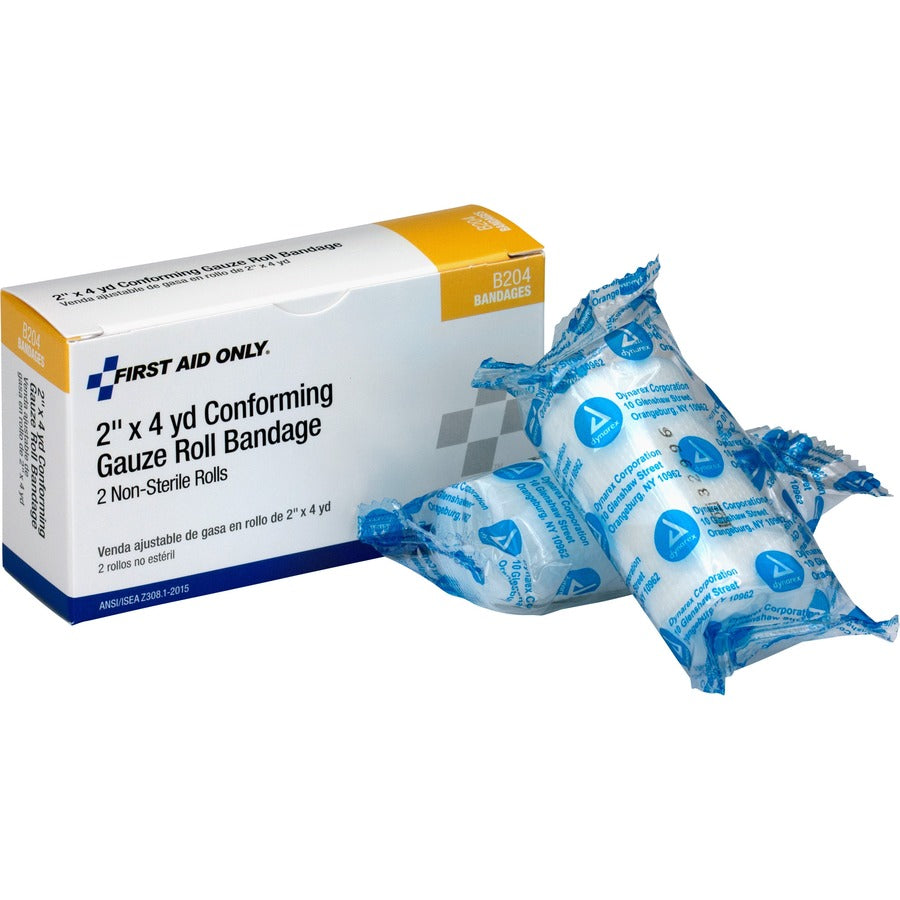 First Aid Only Non-sterile Conforming Gauze - 2 - 2" Width - White - Cotton - 2/Box - 1 Each