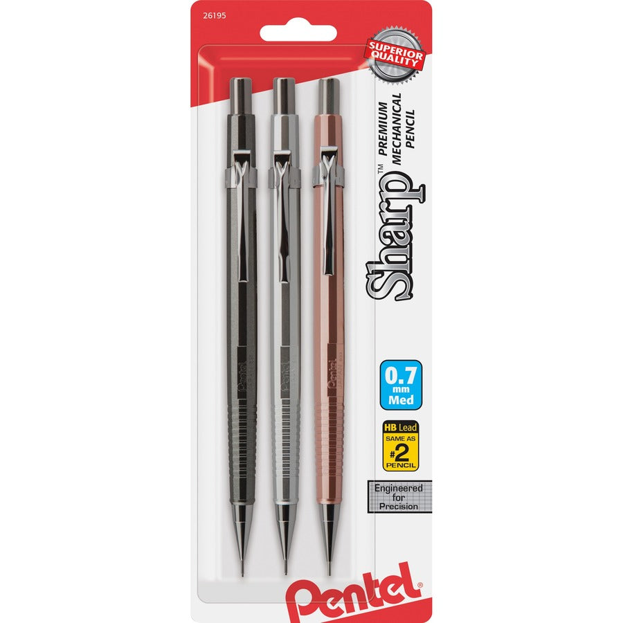 Pentel Sharp Premium Mechanical Pencils - 0.7 mm Lead - HB - Refillable - Assorted Barrel - 144 / Pack