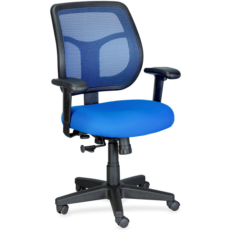 Eurotech Apollo Mid-back - Blue Seat Color - Vinyl, Fabric Seat Material - Mid Back - 5-star Base - 1 Each