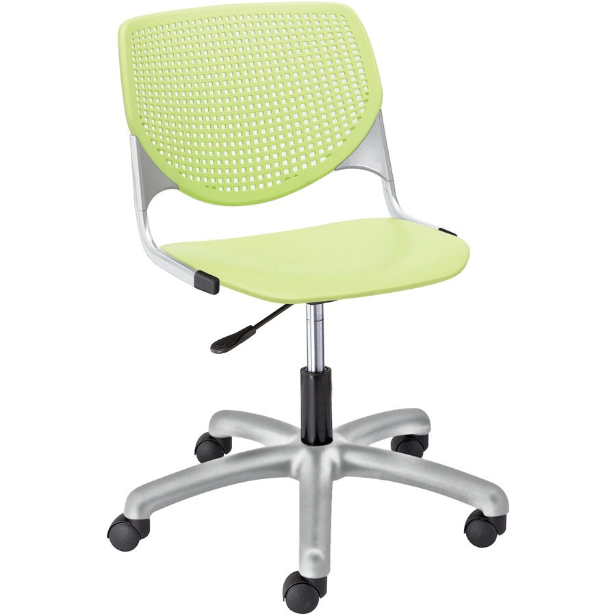 KFI Kool Task Chair with Perforated Back - Lime Green Seat Color - Polypropylene Seat Material - Lime Green Back Color - Polypropylene Back Material - Powder Coated Silver Frame Color - Steel Frame Material - 5-star Base - 1 Each