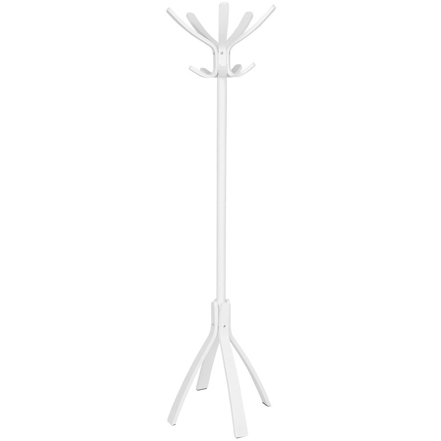 Alba Coat Stand - 5 Hooks - 10 Pegs - 70.5" Height - for Coat, Clothes, Accessories - Wood - White - 1 Each