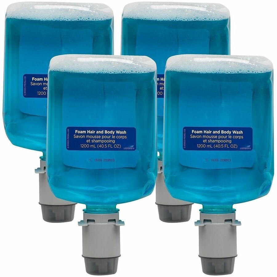 Pacific Blue Ultra Hair And Body Wash Manual Dispenser Refills - 1.27 quart - Squeeze Bottle Dispenser - Dirt Remover, Bacteria Remover - Hair, Body, Skin - Blue - Hygienic, Rich Lather, pH Balanced - 4 / Carton