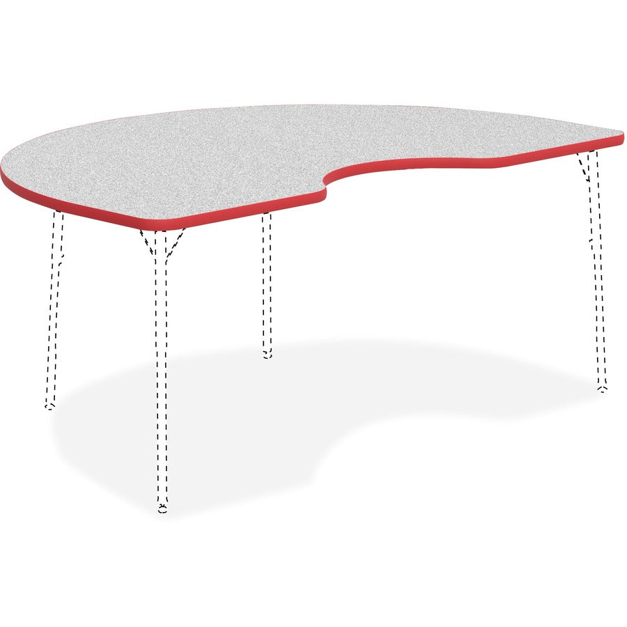 Lorell Classroom Activity Tabletop - Gray Nebula, High Pressure Laminate (HPL) Kidney-shaped Top - 72" Table Top Width x 48" Table Top Depth x 1.13" Table Top Thickness - Classroom - Assembly Required - 1 Each