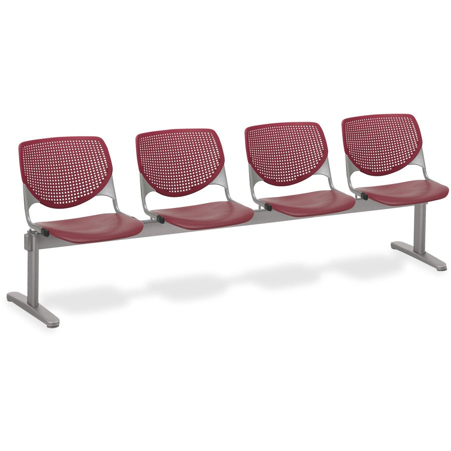 KFI KOOL 4 Seat Beam - Polypropylene Seat Material - Polypropylene Back Material - Powder Coated Silver Frame Color - Steel Frame Material - Burgundy - 1 Each