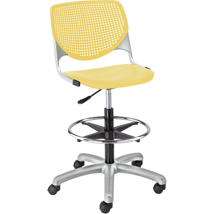 KFI Armless-Casters - Polypropylene Seat Material - Polypropylene Back Material - Powder Coated Silver Frame Color - Steel Frame Material - 5-star Base - Yellow - 1 Each
