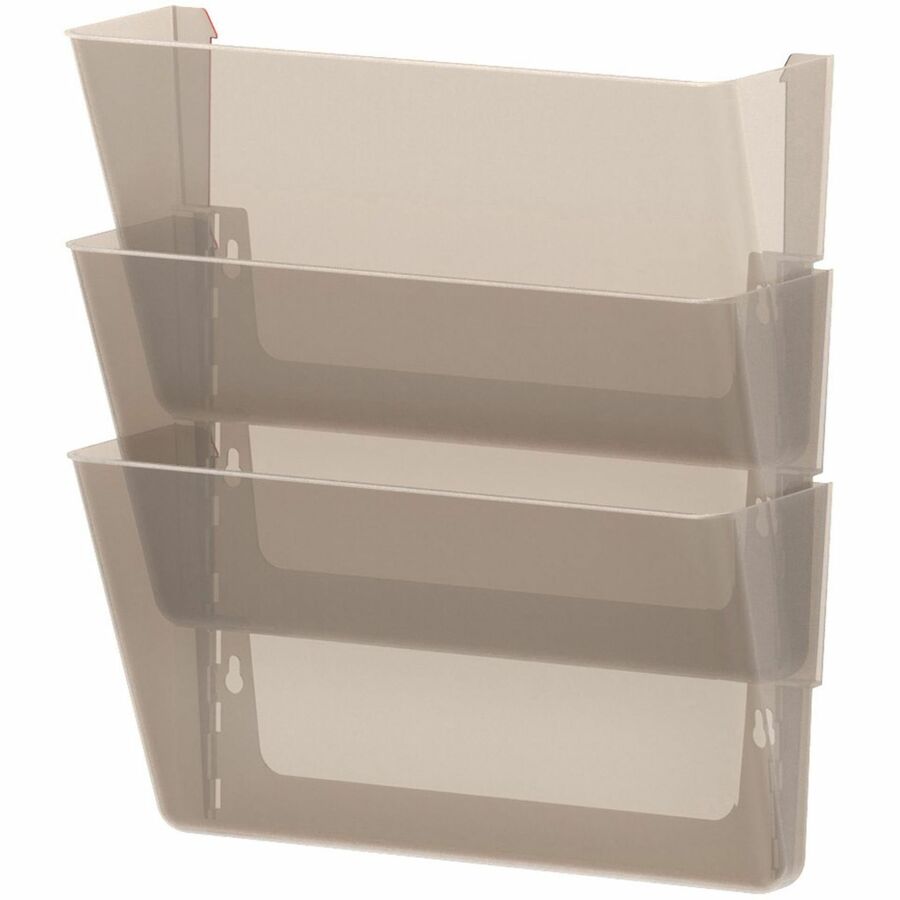 Storex Stacking Wall Pocket Set - 18 x File - 1 Pocket(s) - 7" Height x 4" Width x 16" Length - Stackable, BPA Free, PVC-free - Smoke - Poly - 3 / Set