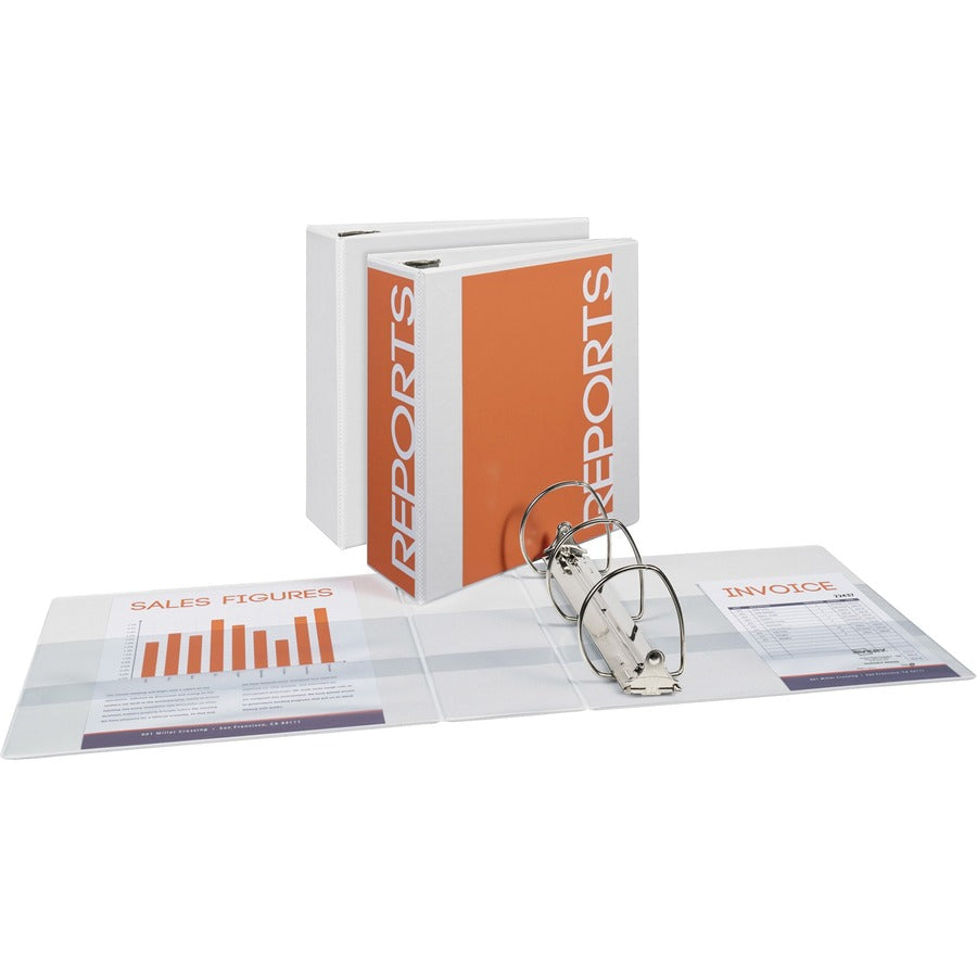 Avery®, Durable View Binders - EZD Rings - 4" Binder Capacity - Letter - 8 1/2" x 11" Sheet Size - 780 Sheet Capacity - 3 Ring - Fastener: D-Ring - Pocket: 4, Internal - Poly - White - Easy Insert Spine, Exposed Rivet, Gap-free Ring, Stacked Pocket...