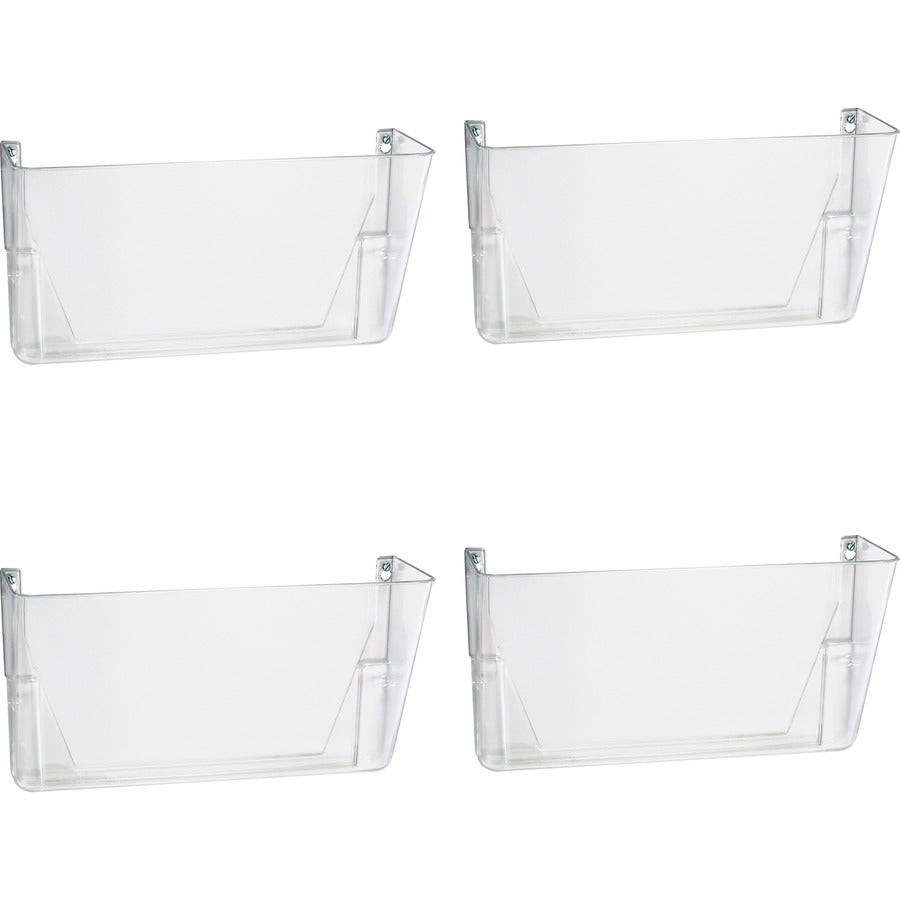 Officemate Mountable Wall File - 7" Height x 13" Width x 4.12" Depth - Clear - Plastic - 4 / Carton