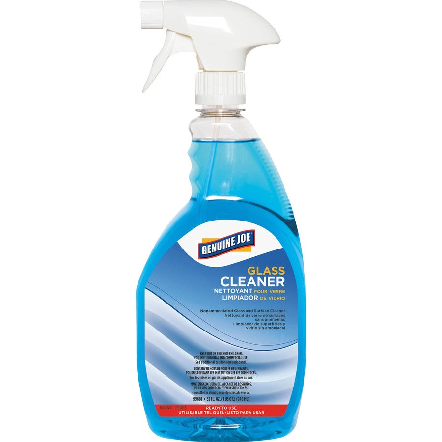Genuine Joe Non-Ammoniated Glass Cleaner - For Glass, Multi Surface - Ready-To-Use - Spray - 32 fl oz (1 quart) - Recommended For: Residue Remover, Fingerprint Remover, Smudge Remover, Soil Remover, Odor Remover - Non Ammoniated, Non-streaking, Easy to...