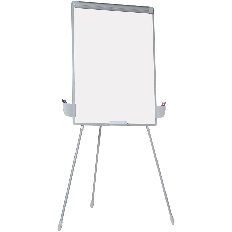 MasterVision Dry-erase Portable Tripod Easel - 29" (2.4 ft) Width x 41" (3.4 ft) Height - White Melamine Surface - Gray Aluminum Frame - Silver Stand - Rectangle - Portable, Desktop, Floor Standing - 1 Each - TAA Compliant