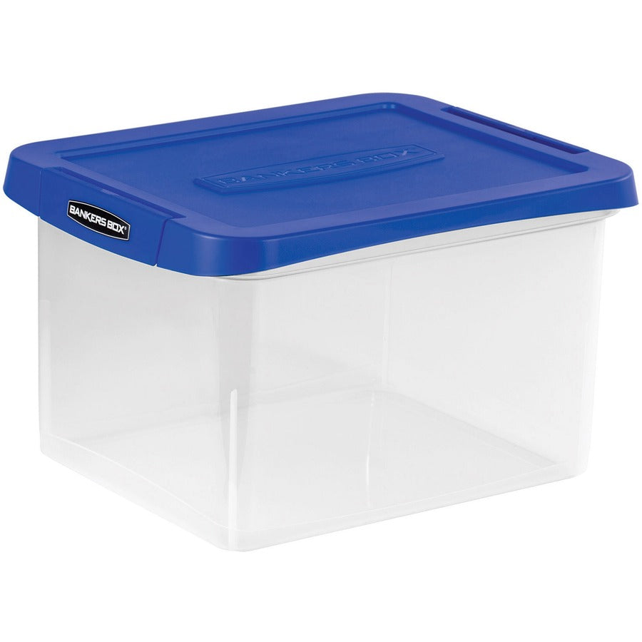 Bankers Box Heavy Duty Letter/Legal Plastic File Box - Internal Dimensions: 10.38" Width x 11.75" Depth x 14.50" Height - External Dimensions: 14.2" Width x 17.4" Depth x 10.6" Height - Media Size Supported: Letter, Legal - x File - Lid Lock Closure...