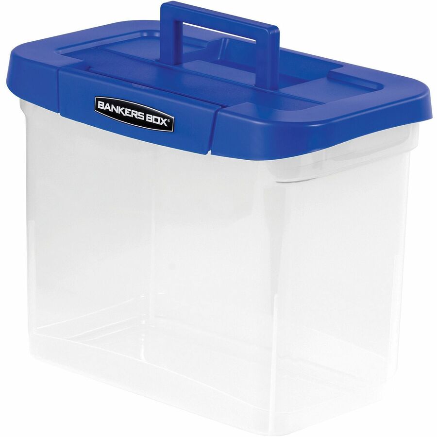 Bankers Box Heavy-Duty Portable File Box - Internal Dimensions: 11.75" Width x 6.75" Depth x 10.75" Height - External Dimensions: 14.3" Width x 8.6" Depth x 11.1" Height - Media Size Supported: Letter - x File - Lid Lock Closure - Heavy Duty - Stackabl...