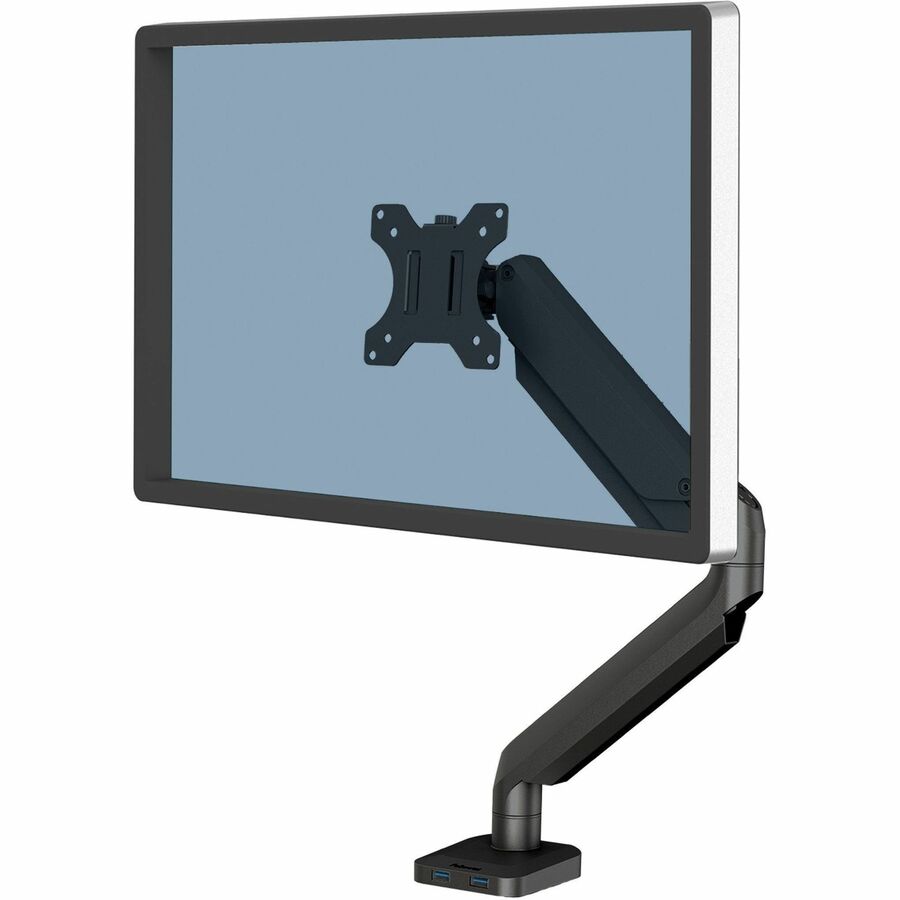 Fellowes Platinum Mounting Arm for Monitor - Black - Height Adjustable - 1 Display(s) Supported - 19.70" to 32" Screen Support - 17.60 lb Load Capacity - 75 x 75, 100 x 100 - VESA Mount Compatible - Steel - 1 Each