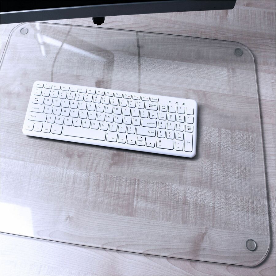 Floortex Desktex®, Glaciermat Glass Desk Pad - 20" x 36" - Rectangular - 20" Width x 36" Length x 0.20000" Depth - Clear Backing - Tempered Glass - Clear