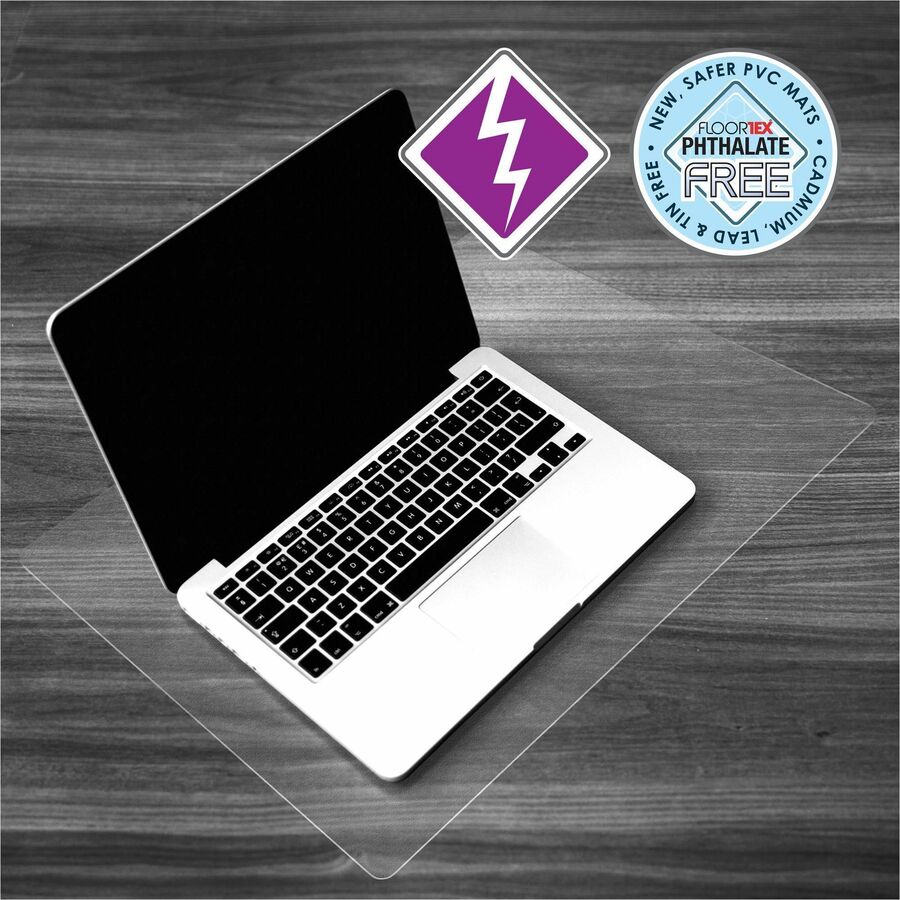Floortex Desktex®, Anti-Static Desk Pad - 19" x 24"" - Rectangular - 19" Width x 24" Length x 0.03100" Depth - Clear Backing - Vinyl - Clear - TAA Compliant