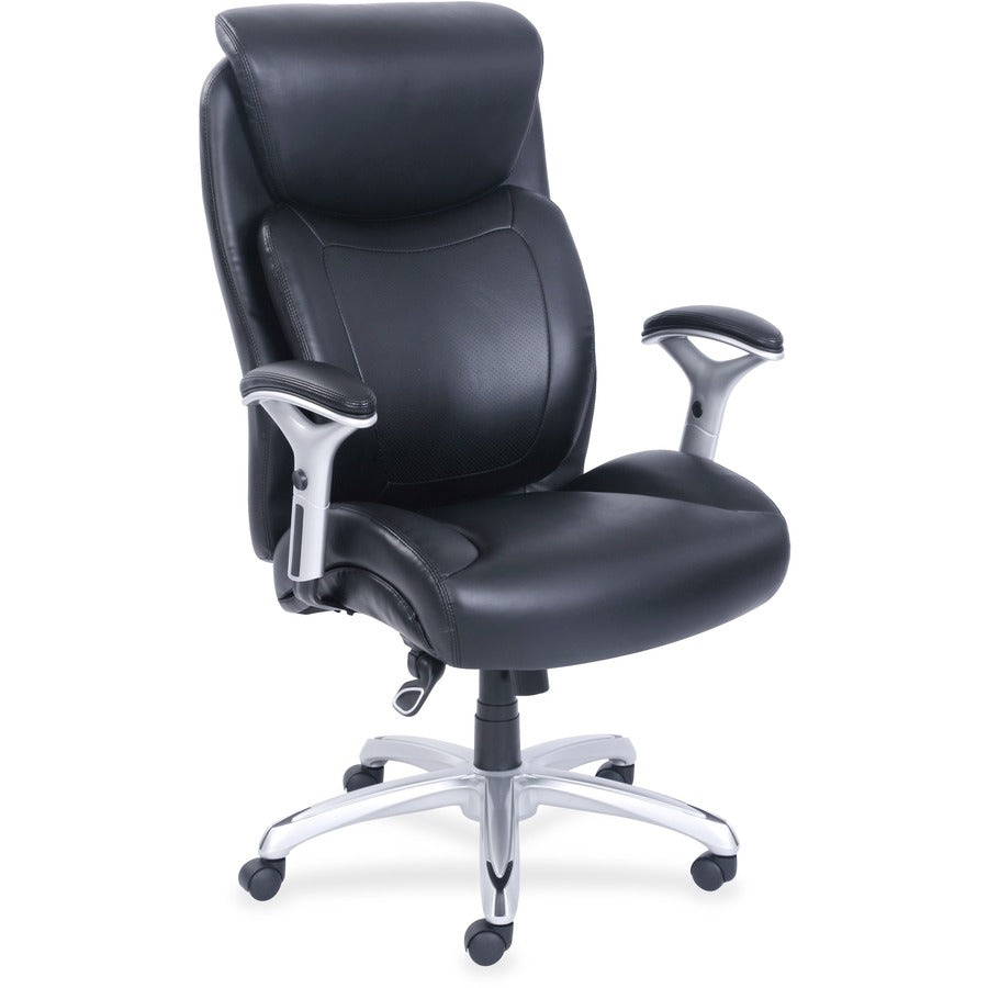 Lorell Wellness by Design Big & Tall Chair with Flexible Air Technology - Black Seat Color - Bonded Leather Seat Material - Black Back Color - Bonded Leather Back Material - 5-star Base - Armrest - 1 Each