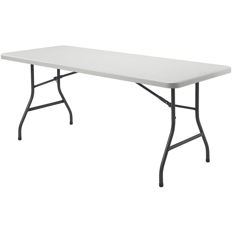 Lorell Ultra-Lite Banquet Table - Light Gray Rectangle Top - Dark Gray Base - 600 lb Capacity - 96" Table Top Width x 30" Table Top Depth x 2" Table Top Thickness - 29" Height - Indoor, Outdoor, Banquet - Gray - High-density Polyethylene (HDPE) Top Mat...