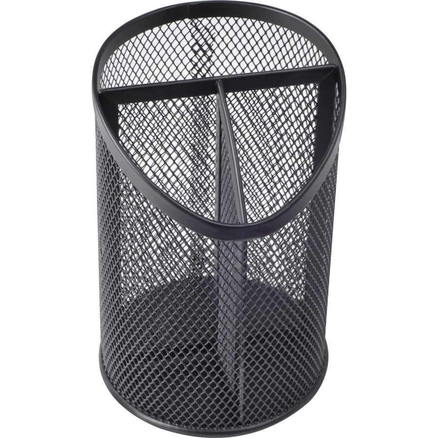 Lorell Mesh Desktop Organizer - 6.10" Height x 4.10" Width x 4.10" Length - Desktop - Durable, Snag Proof - Black - Metal - 1 Each