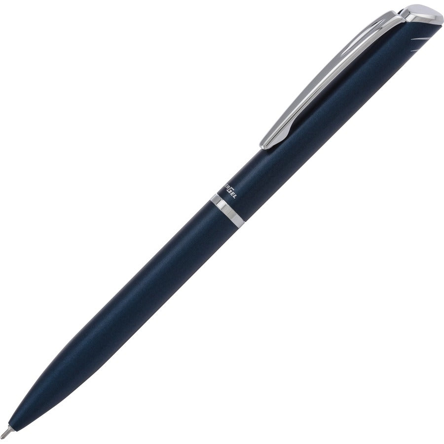 Pentel Style Liquid Gel Pen - Refillable - Retractable - Black Ink - Gel-based - Blue Metal Barrel - 1 Each