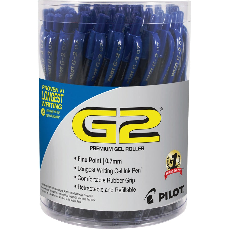 G2 Retractable Gel Ink Pens with Blue Ink - Refillable - Retractable - Blue Ink - Gray, Silver Barrel - 36 / Pack